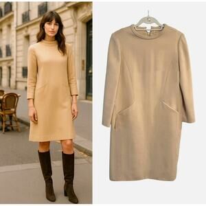 Nicholas Ungár Abe Schrader Vintage 60s Mod Wool Shift 6 Dress Minimalist Beige